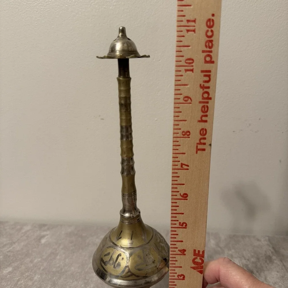 Vintage‎ Ribbed Perfume Rose Water Sprinkler Bottle Brass Ceremony Ritual